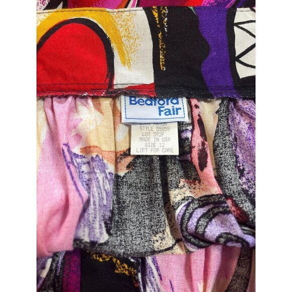 Vintage Groovy Bright Funky Print Abstract Skirt USA MADE Ladies Size M/L - Picture 4 of 6